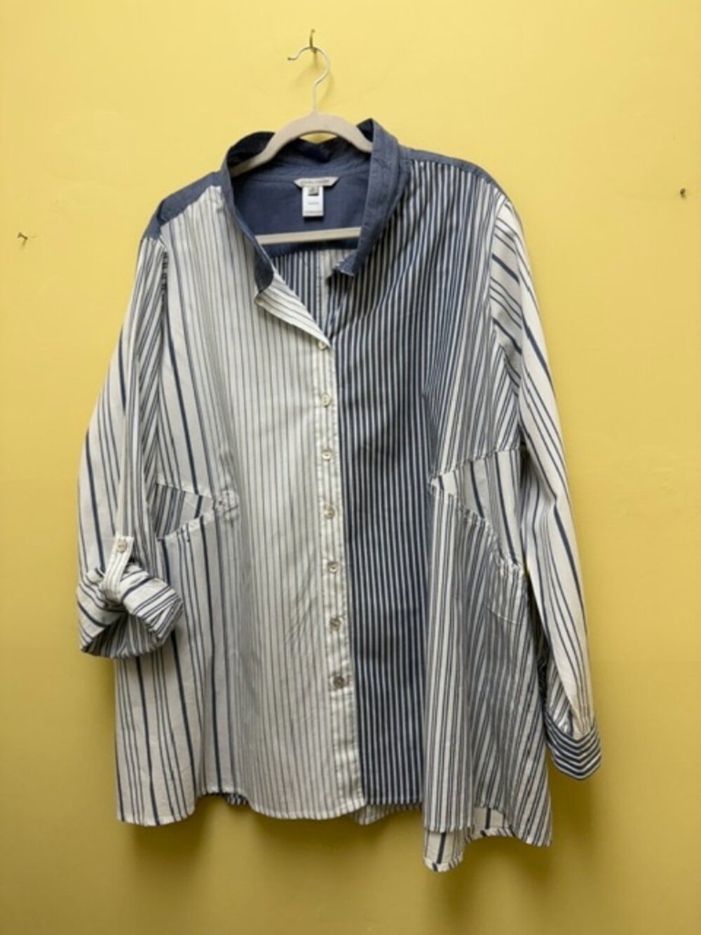 John Mark Lagenlook Womens 3X Blue Stripe Tunic